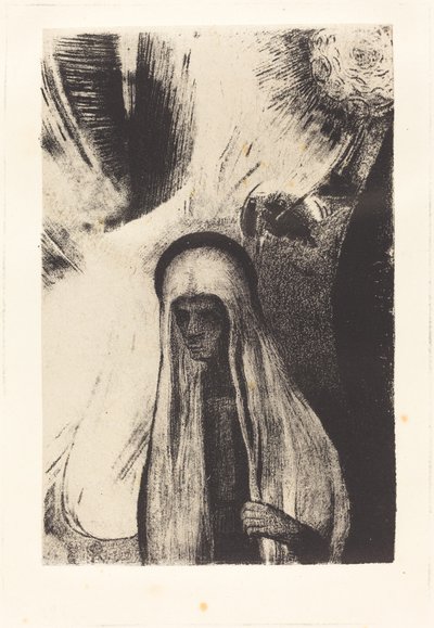 A Velha: Do que você tem medo? Um grande buraco negro! Talvez esteja vazio? (Do que você tem medo? Um grande buraco negro! Está vazio, talvez!) de Odilon Redon