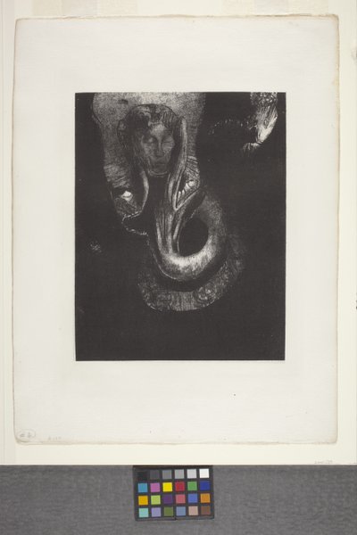 Oannes: "Eu, A Primeira Consciência do Caos..." (litografia em papel de apliques da China) de Odilon Redon