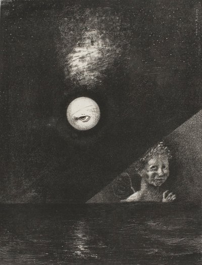 No Horizonte o Anjo da Certeza, e no Céu Sombrio um Olho Questionador, prato quatro de To Edgar Poe de Odilon Redon