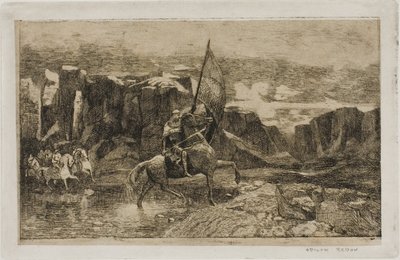 Porta-estandarte cruzando um córrego de Odilon Redon