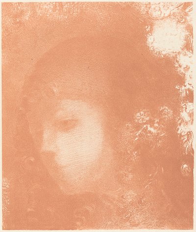 Cabeça de uma criança com flores de Odilon Redon