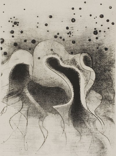 As feras do mar, redondas como garrafas de couro, prato 22 de 24 de Odilon Redon