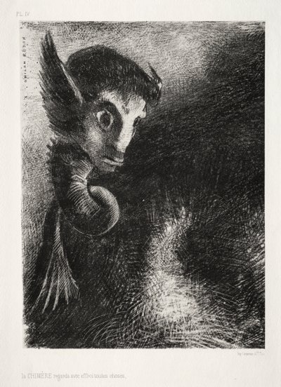 A Quimera olhou para todas as coisas com medo de Odilon Redon