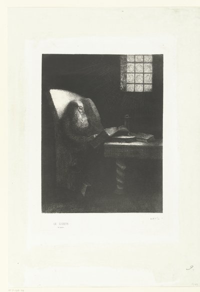 O Leitor, 1892 (impressão) de Odilon Redon