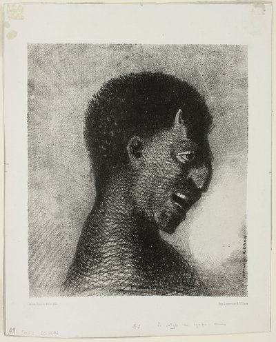 O Sátiro com o Sorriso Cínico, placa 5 de 8 de "Les Origines" de Odilon Redon