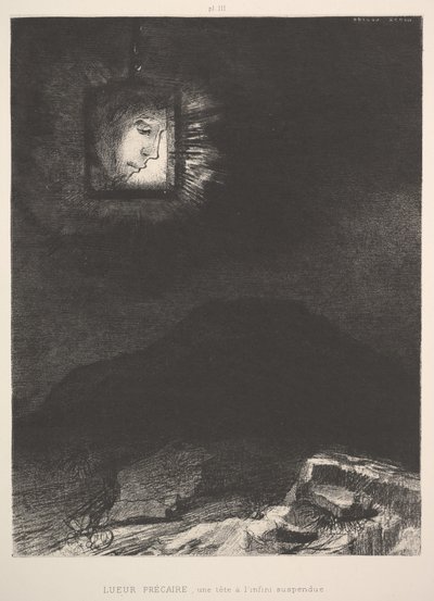 O vago vislumbre de uma cabeça suspensa no espaço, 1891. de Odilon Redon