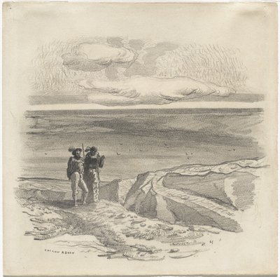 Duas figuras numa paisagem de Odilon Redon