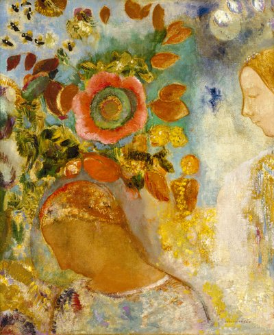 Duas raparigas entre flores, 1912 de Odilon Redon