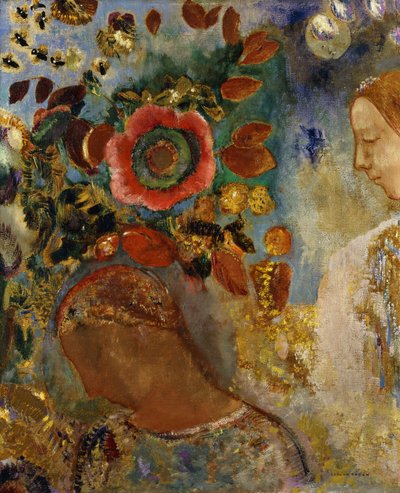 Duas meninas com flores; Duas meninas em Bloom, 1912 de Odilon Redon