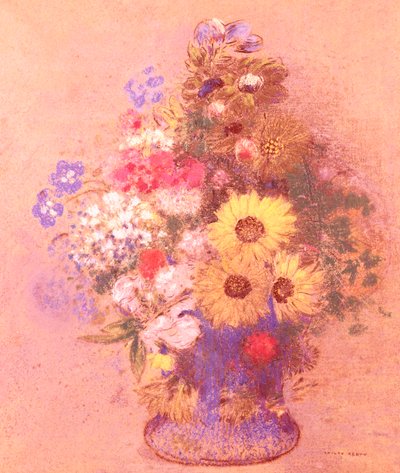Vaso de flores (pastel a bordo) de Odilon Redon