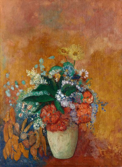 Vaso de flores, c.1905 (óleo sobre tecido) de Odilon Redon