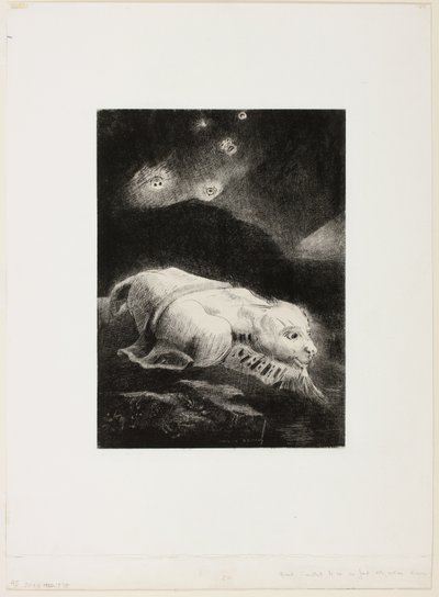 Quando a vida estava despertando nas profundezas da matéria obscura, placa 1 de 8 de "Les Origines" de Odilon Redon