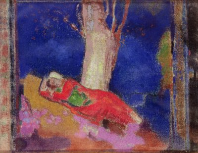 Mulher Dormindo debaixo de uma árvore de Odilon Redon