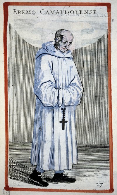 Hermit camaldulus. Gravação em O. Fialetti. Século XVI. de Odoardo Fialetti