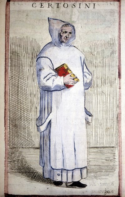 Ordem religiosa: Carthusian. Gravura do século XVI. de Odoardo Fialetti