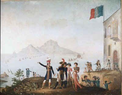 O Rei de Nápoles ordenou a captura da cidade em agosto de 1808 e a testemunhou do Massa Lubrense. de Odoardo Fischetti