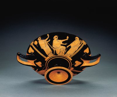 Kylix com figura vermelha ática, c.470 aC (terracota) (ver também 2636771-2) de Oedipus Painter (attr. to)