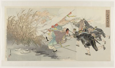 A Guerra Sino-Japonesa: A Grande Vitória em Jiuliancheng Nisshin sensô Kûrenjô daishô no zu (título no objeto) de Ogata Gekko