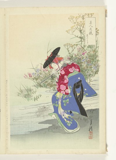 O Espírito da Raposa Comparações entre Belezas e Flores (título da série) Bijin hana kurabe (título da série no objeto) de Ogata Gekko