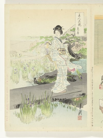 Iristuin
Comparações entre belezas e flores (título da série)
Bijin hana kurabe (título da série sobre o objecto) de Ogata Gekko