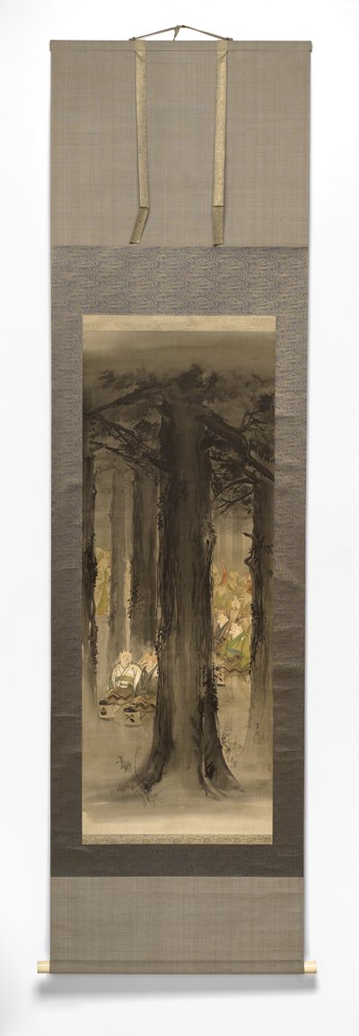 Kitsune No Yomeiri [O casamento da raposa], final do século 19 ao início do século 20 (tinta em papel de seda com rolo de marfim) de Ogata Gekko
