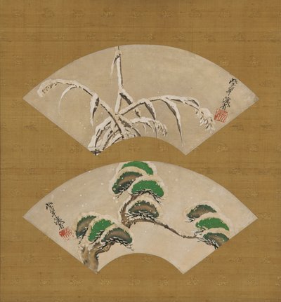 Gramíneas nevadas e galhos de pinheiros nevados de Ogata Kenzan
