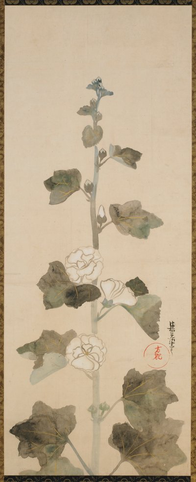 Malvas brancas, período Edo, final do século XVII e início do século XVIII. de Ogata Korin
