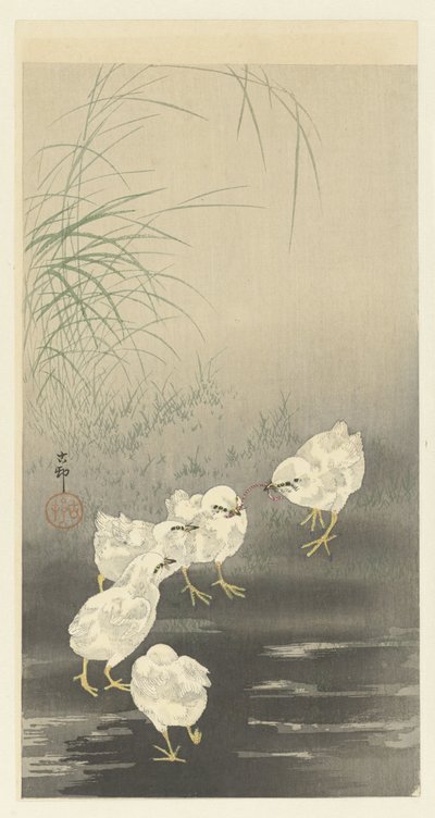 Pintos e Minhocas de Ohara Koson