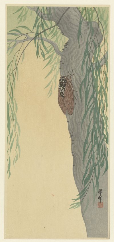 Cigarra na árvore de Ohara Koson