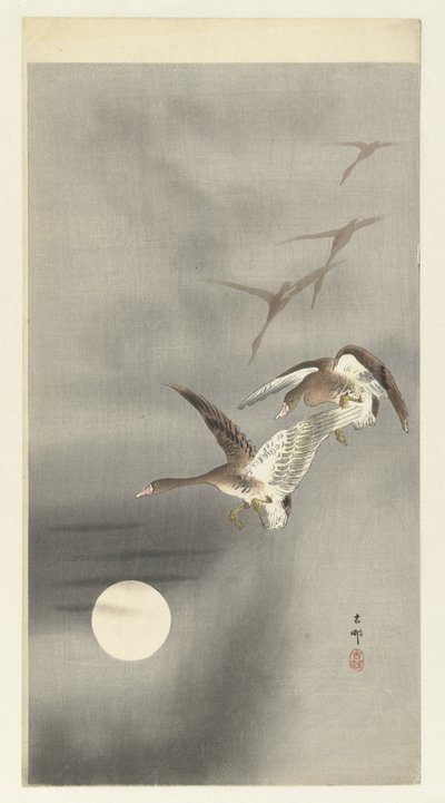 Gansos em voo de Ohara Koson
