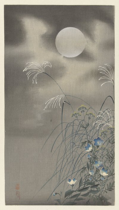 Ervas e flores à luz da lua cheia de Ohara Koson