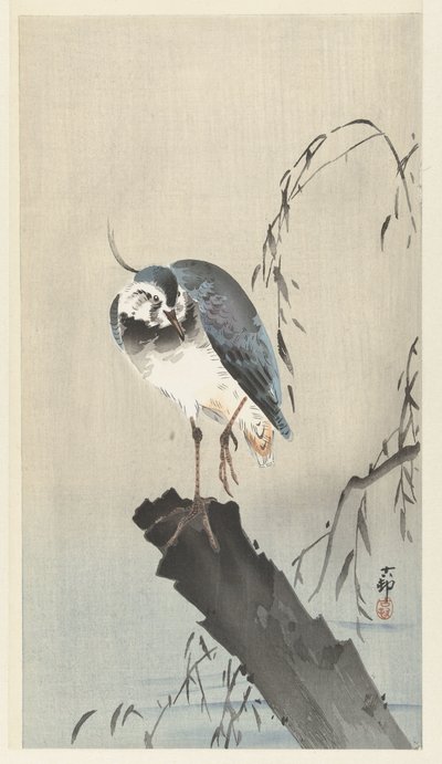 Galispo em um toco de árvore de Ohara Koson