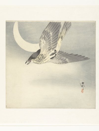 Cuco na lua crescente de Ohara Koson
