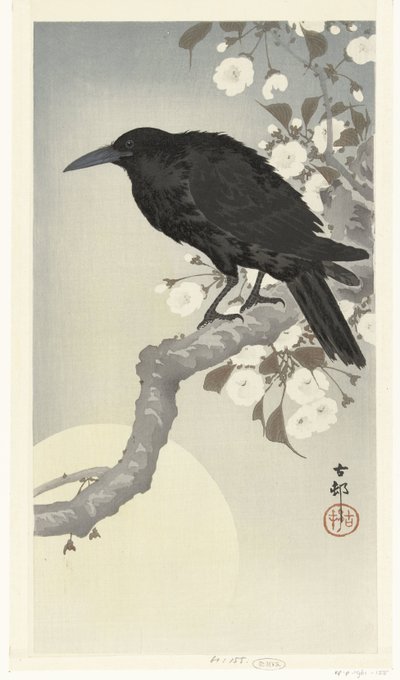 Corvo na lua cheia de Ohara Koson