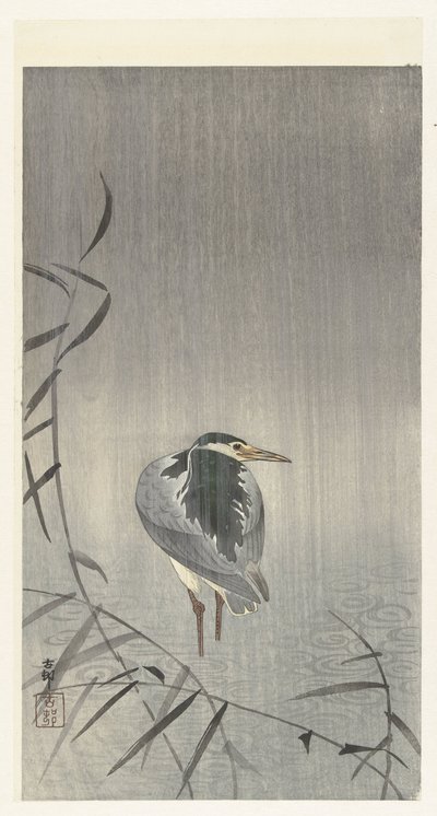 Chora na chuva de Ohara Koson