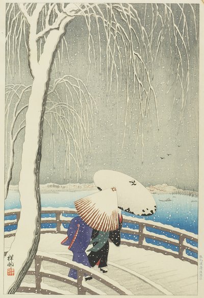 Neve em Yanagibashi, 1927 de Ohara Koson