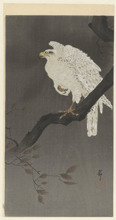Águia-das-neves num ramo de Ohara Koson