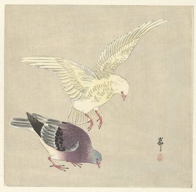 Dois pombos de Ohara Koson