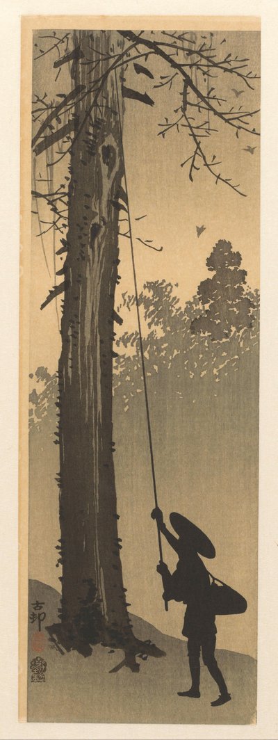 ladrão de ninho de passarinho de Ohara Koson
