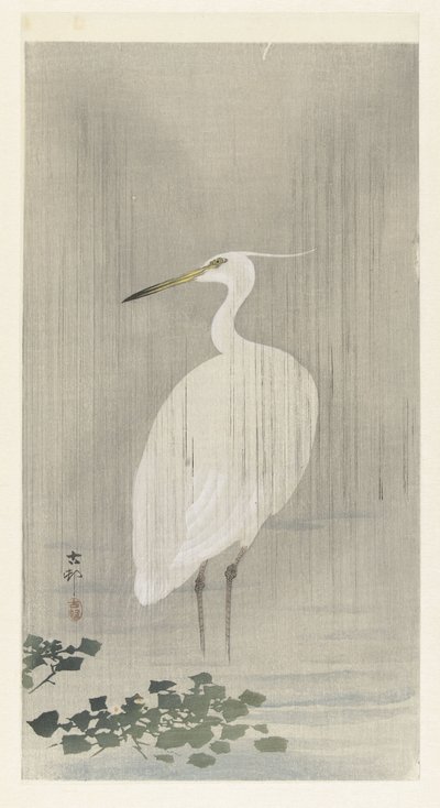 Egret à chuva de Ohara Koson