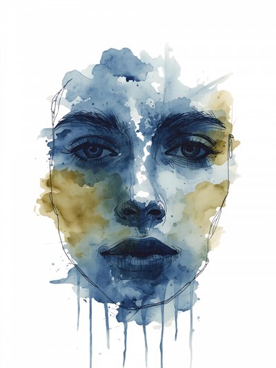 Olhar em aquarela azul de Ohkimiko