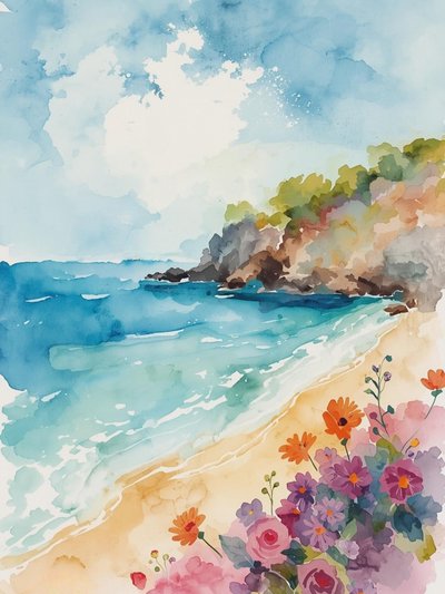 Aquarela «Florescimento Costeiro» de Ohkimiko
