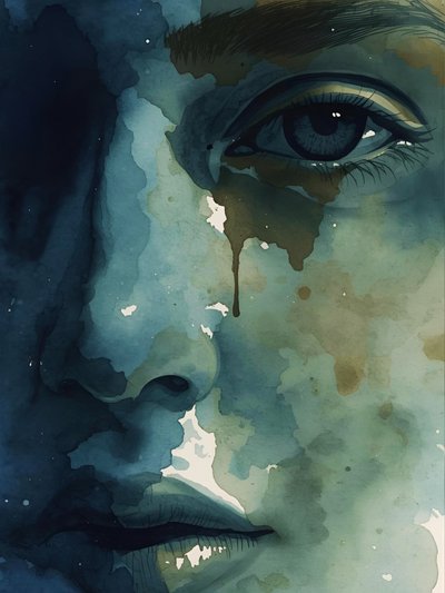 Retrato em aguarela com um toque emocional de Ohkimiko