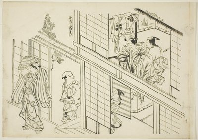 A Young Sanemori (Yaro Sanemori), não. 10 de uma série de 12 gravuras que retratam paródias de peças de Okumura Masanobu