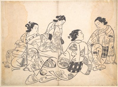 Grupo de quatro mulheres de Okumura Masanobu