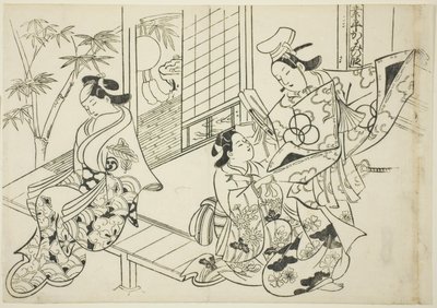 Narihira: The Mirror Scene (Narihira kagami no dan), da série "Cenas famosas de peças japonesas de marionetes (Yamato irotake)" de Okumura Masanobu