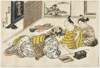 Encontro de Ano Novo em um bordel, 1741-1744 de Okumura Masanobu