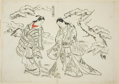 Sleeve-Letter Takasago (Sodefumi Takasago), n.º 2 de uma série de 12 gravuras que representam paródias de peças de teatro de Okumura Masanobu