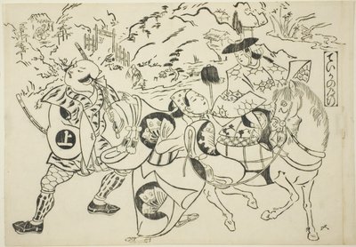 A Viagem de Teika (Taika no michiyuki), da série "Cenas Famosas de Peças de Marionetas Japonesas (Yamato irotake)" de Okumura Masanobu