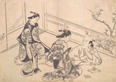 O ator Ichimura Takenojo reclinado em uma varanda, ca. 1715., c. 1715. de Okumura Masanobu
